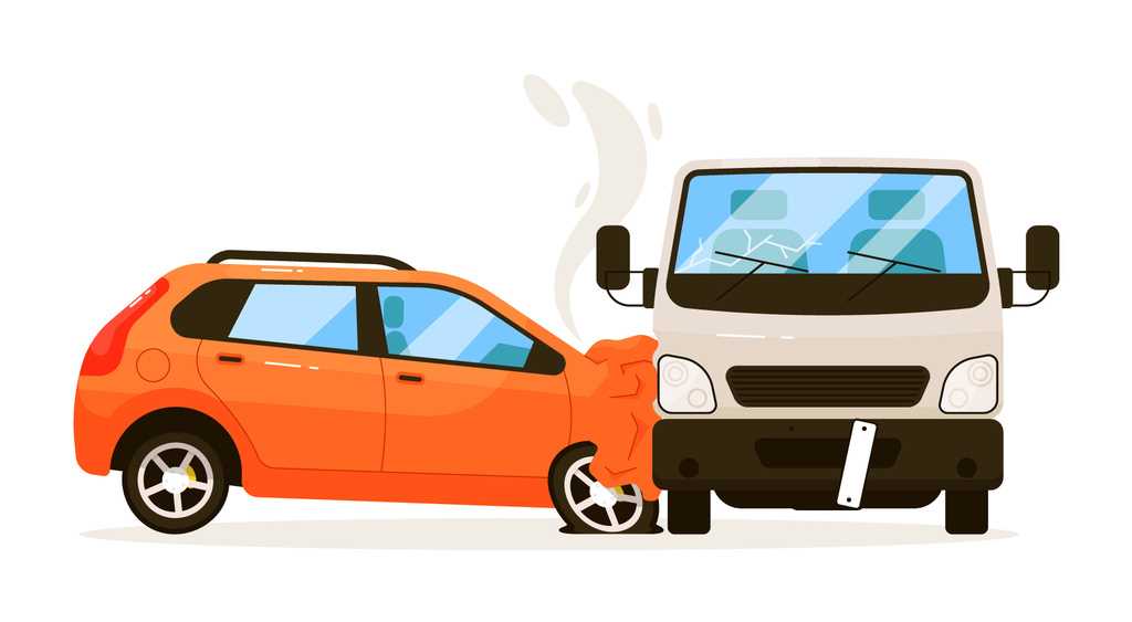 ilustração de um carro batendo em uma van