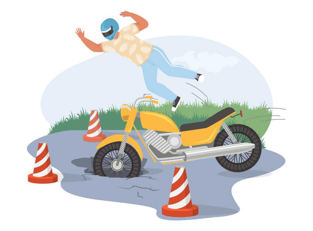 ilustração de motorista se acidentando cobertura seguro de moto